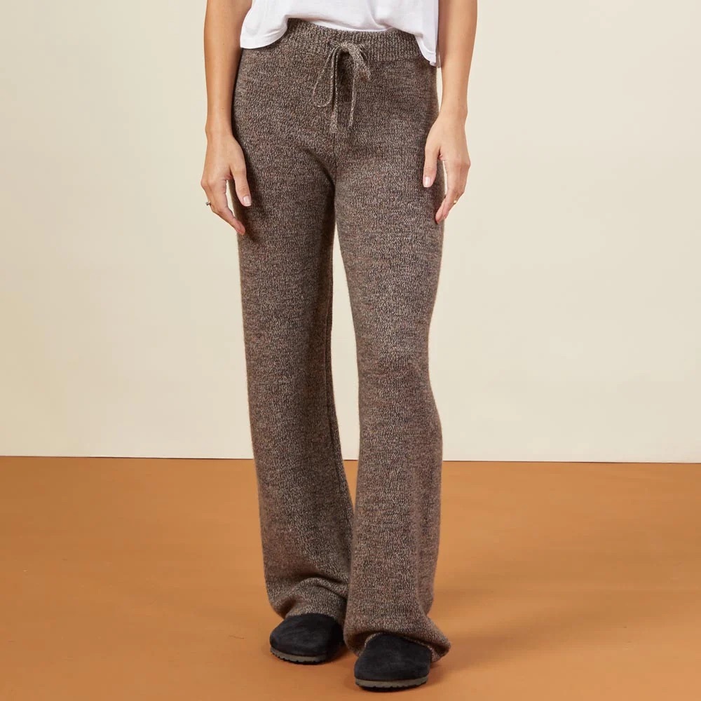 MONROW Black Sesame Cashmere Wool Pants